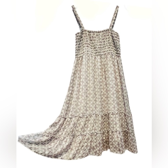 PARDON Womens Gray/Pink Flowy Ruffle Floral Ruched Strappy Dress Size 12 EU 42 - Picture 2 of 13